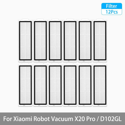 Replacement Parts Kit for Xiaomi Robot Vacuum X20 Pro / D102GL – Main Brush, Side Brushes, HEPA Filter, Mop Pads & Dust Bags