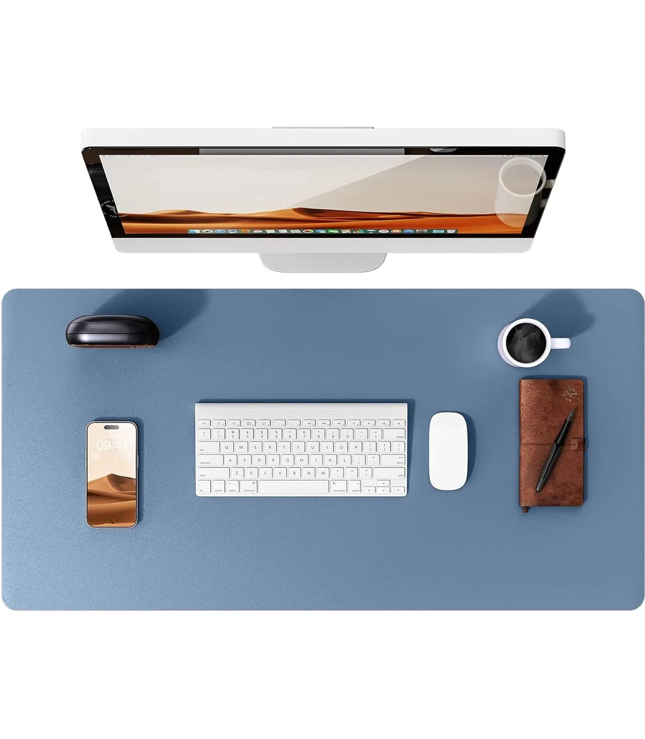 Alfombrilla de escritorio grande de cuero PU - Mouse Pad antideslizante y protector de escritorio para laptop, teclado, oficina y juegos