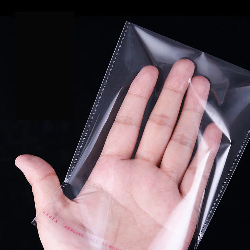 100 sacs auto-adhésifs transparents en OPP – Sachets d'emballage en plastique refermables pour vêtements, bijoux, biscuits, bonbons et emballage cadeau