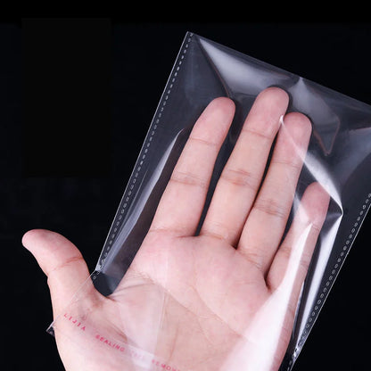 100 sacs auto-adhésifs transparents en OPP – Sachets d'emballage en plastique refermables pour vêtements, bijoux, biscuits, bonbons et emballage cadeau