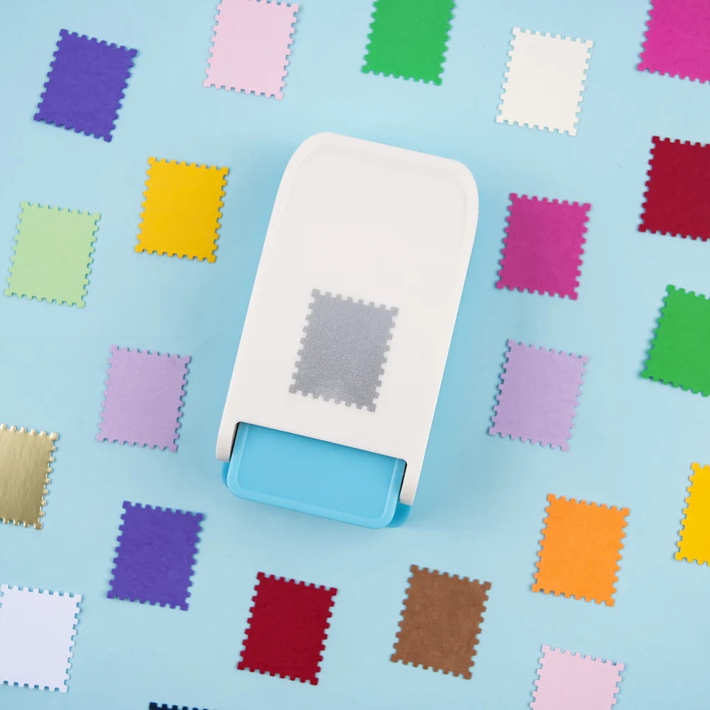 Perforadora de palanca para manualidades con diseño de sello postal rectangular de 1 x 0.8 pulgadas – Perforadora de papel para álbumes de recortes, tarjetas y manualidades de papel.