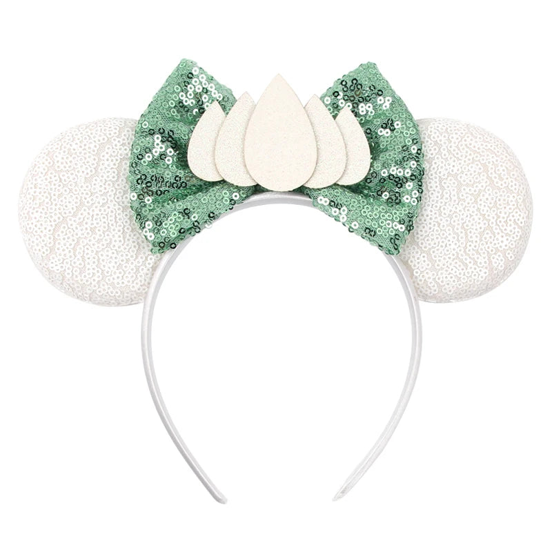 Diadema de orejas de Mickey Mouse de Lilo & Stitch – Lazo de lentejuelas de 5" Accesorio para el cabello de dibujos animados para mujeres y niñas | Diadema para fiestas y festivales