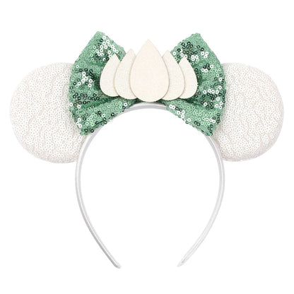Diadema de orejas de Mickey Mouse de Lilo & Stitch – Lazo de lentejuelas de 5" Accesorio para el cabello de dibujos animados para mujeres y niñas | Diadema para fiestas y festivales