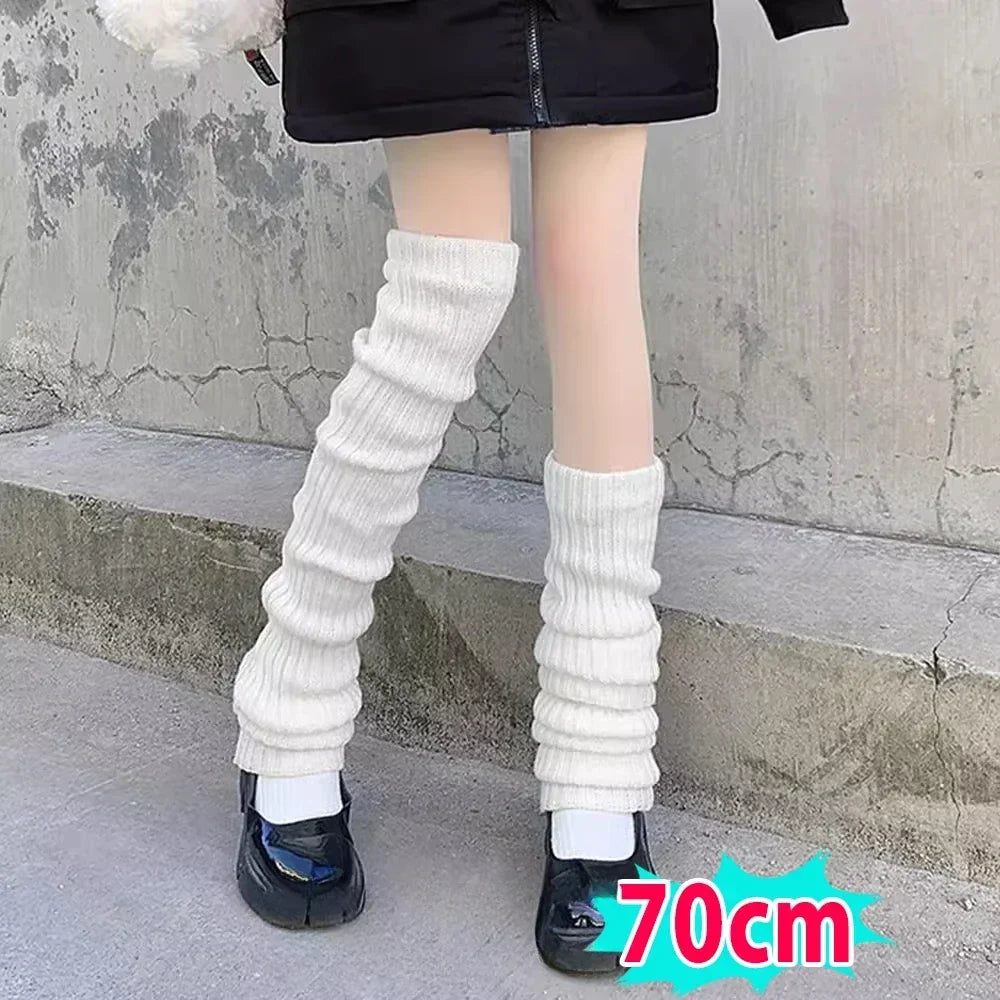 Calentadores de piernas de punto Lolita para mujer – Puños largos de ganchillo para botas y calentadores de pies de invierno Y2K (40–70 cm)