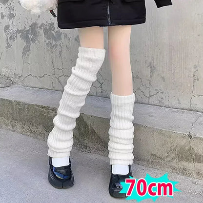 Calentadores de piernas de punto Lolita para mujer – Puños largos de ganchillo para botas y calentadores de pies de invierno Y2K (40–70 cm)