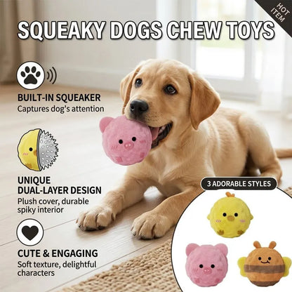 Squeaky Plush Spiky Ball Dog Toy – Interactive Chew & Training Toy for Boredom Relief, Teeth Cleaning & Puppy Play