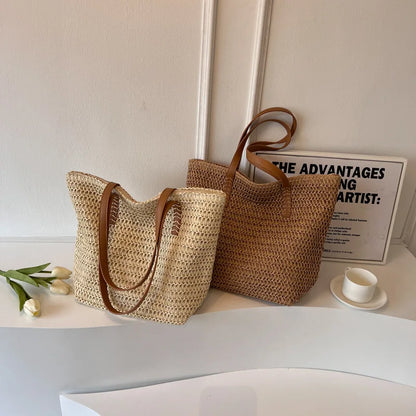 Bolso de Hombro de Paja Tejido a Mano para Mujer – Bolso Tote Bohemio de Verano para Playa, Bolso de Mano Tejido a la Moda 2025 para Viajes, Compras, Vacaciones y Uso Diario Casual