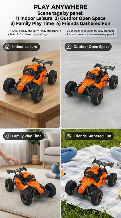 Camión Monstruo RC 4x4 a Escala 1:16, 20 KM/H, Coche Teledirigido con Carrocería de Aleación, Faros LED y Juguete de Carreras Todoterreno de 2.4GHz para Niños