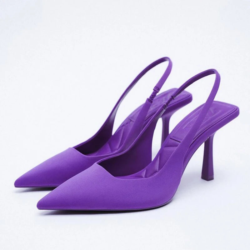 Sandalias de tacón de aguja puntiagudas para mujer – Elegantes y sexys, sin cordones, tacones altos de boca baja para uso casual y fiesta