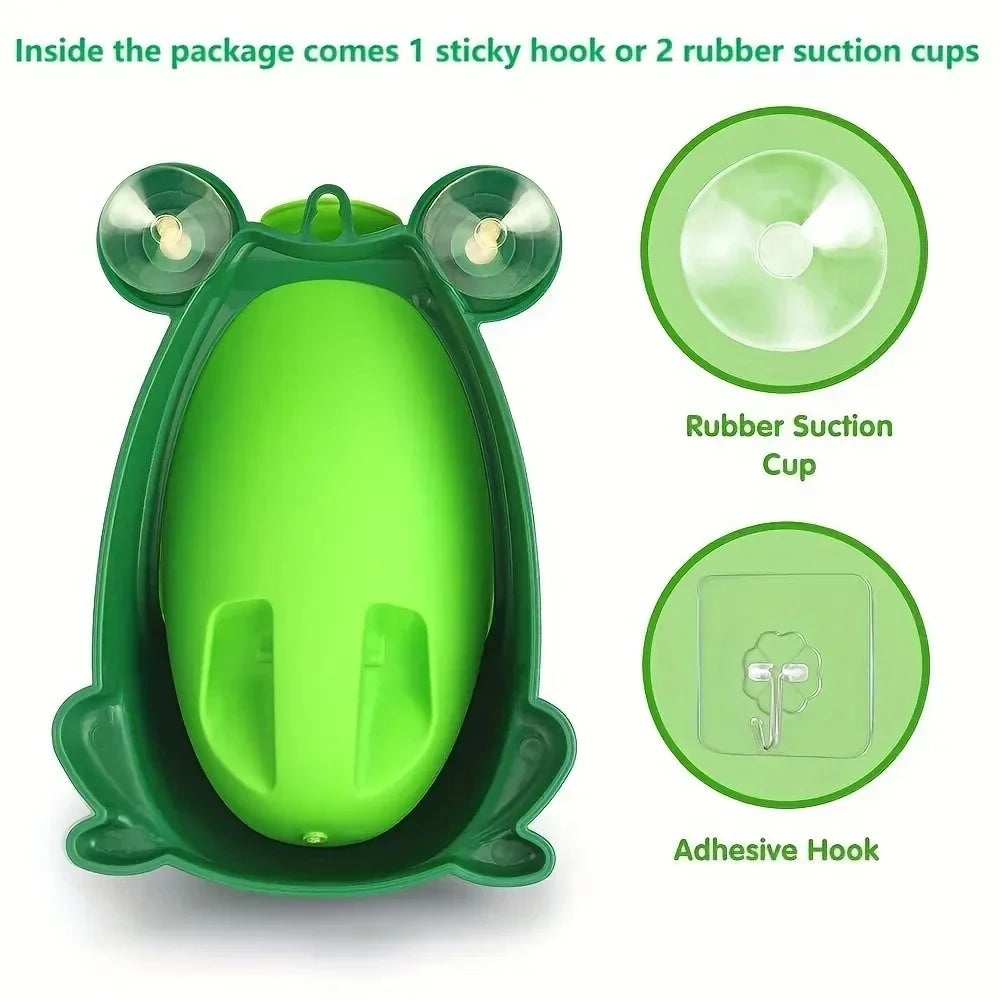 Urinoir d'apprentissage en forme de grenouille pour garçons – Entraîneur de toilettes pour tout-petings avec cible amusante, urinoir mural pour bébés et enfants