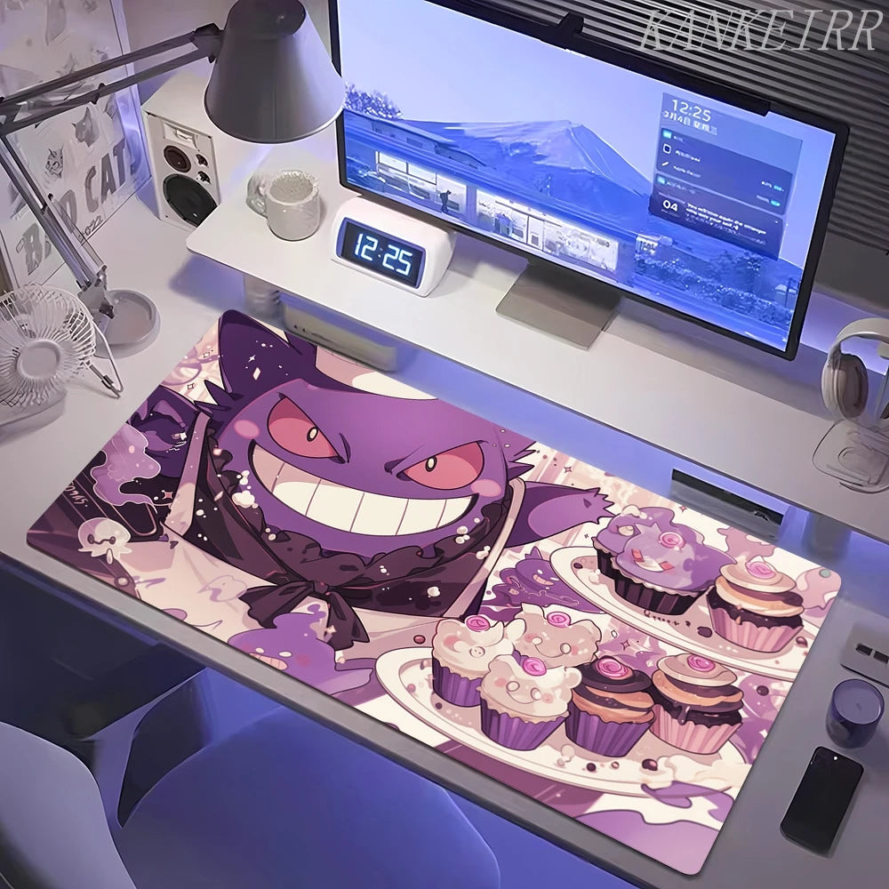 XXL Pokémon Gengar Purple Gaming Mouse Pad – Extended Kawaii Desk Mat (900×400 Keyboard & Mouse Rug for PC & Laptop Setup)