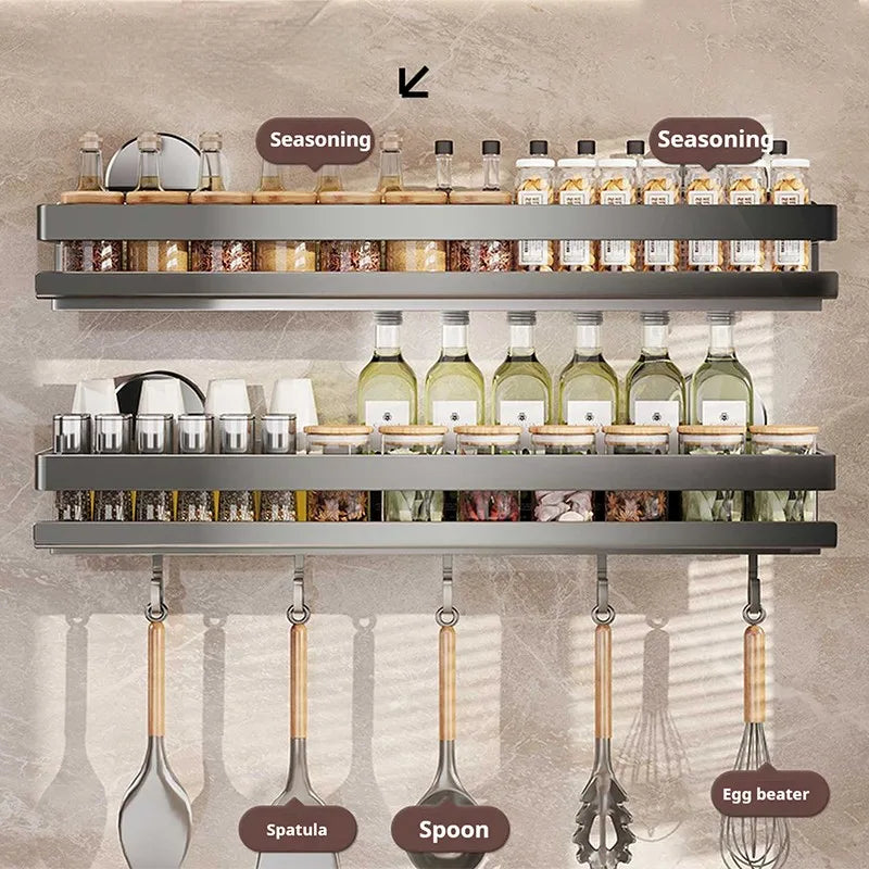 Especiero con Ventosa Montado en la Pared, Estante de Almacenamiento de Cocina sin Taladro para Condimentos y Organización