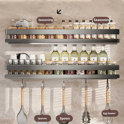 Especiero con Ventosa Montado en la Pared, Estante de Almacenamiento de Cocina sin Taladro para Condimentos y Organización