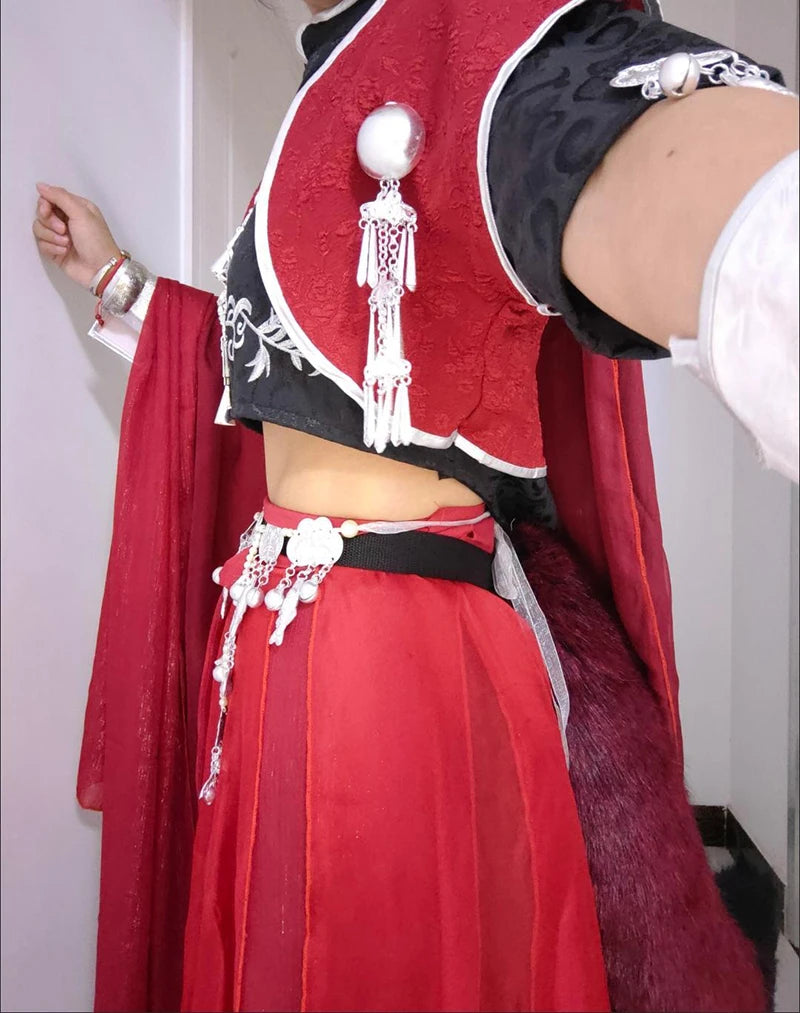 Heaven Official’s Blessing (Tian Guan Ci Fu) Hua Cheng Cosplay Costume – Red Chinese Hanfu Uniform Outfit for Halloween, Roleplay & Anime Events