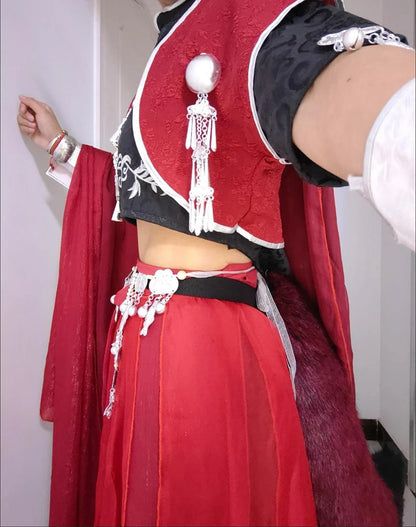 Heaven Official’s Blessing (Tian Guan Ci Fu) Hua Cheng Cosplay Costume – Red Chinese Hanfu Uniform Outfit for Halloween, Roleplay & Anime Events