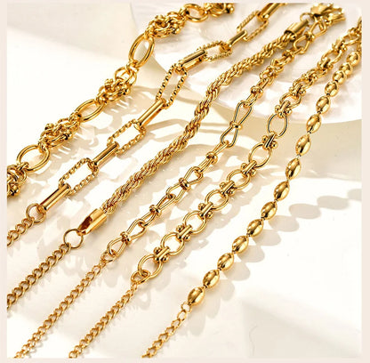 Pulsera de cadena de eslabones gruesos de acero inoxidable – Bañado en oro, pulsera de capas para mujer | Joyería de moda impermeable y de tendencia