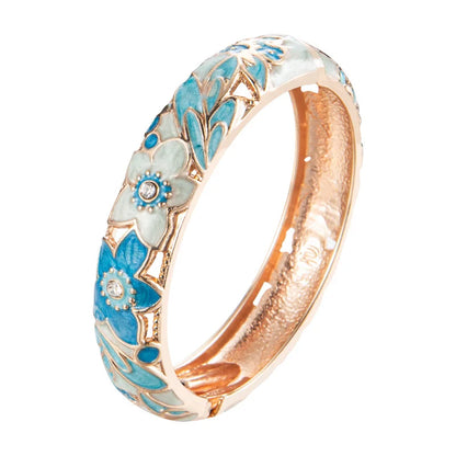 Women’s Double Enamel Cloisonne Bangle Set Indian Dubai Style Trendy Metal Bracelet Jewelry Accessories