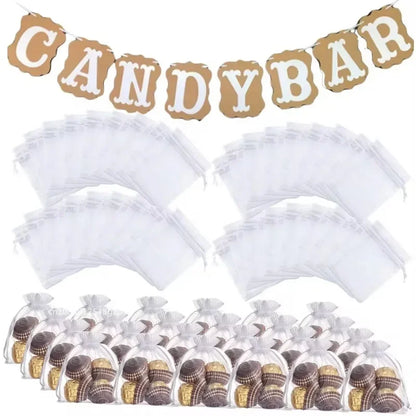 Bolsas de regalo de organza blanca de 20 a 100 unidades – Bolsas de joyería con cordón para recuerdos de boda, regalos de Navidad, empaques de dulces y accesorios para fiestas