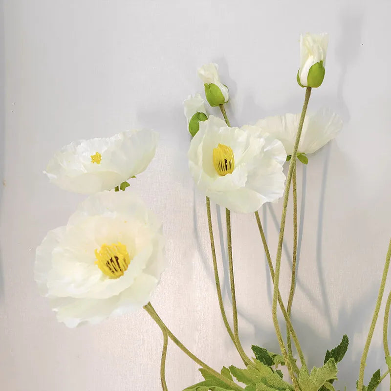 105cm Artificial Poppy Flowers – Large Realistic Faux Floral Stem for Wedding Decor, Vase Arrangements, Home Decoration, Photo Props & Window Displays