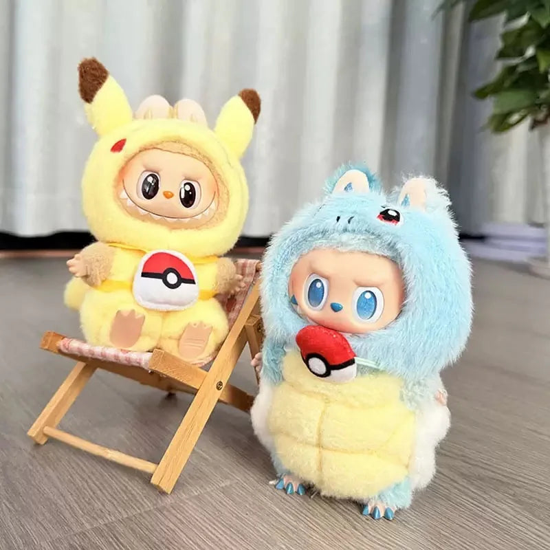 Labubu Doll Clothes Kawaii Jumpsuit – Pikachu, Squirtle, Eevee & Charmander Cartoon Style Outfit Replacement Set, Fan Gift