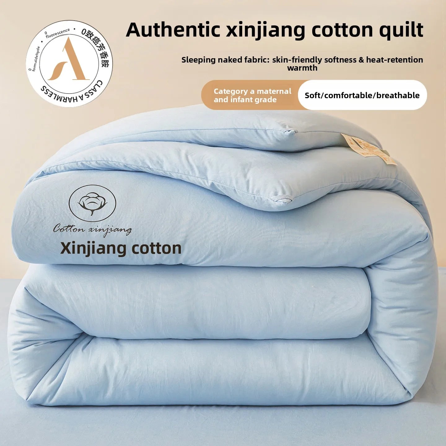 100% Cotton Filled Comforter – Soft Lightweight Warm Winter Quilt for Autumn & Cold Weather Bedding