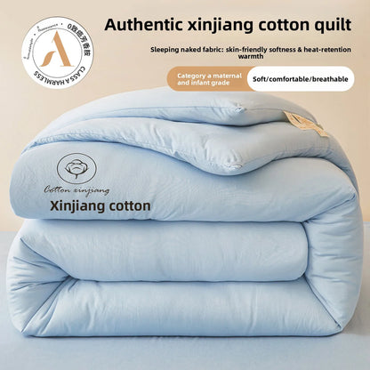 100% Cotton Filled Comforter – Soft Lightweight Warm Winter Quilt for Autumn & Cold Weather Bedding