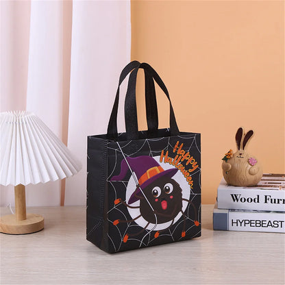 1PC Halloween Non-Woven Candy Tote Bag, Trick or Treat Gift Bag for Kids, Reusable Halloween Goodie Bag, Party Favor and Holiday Gift Wrapping Supplies