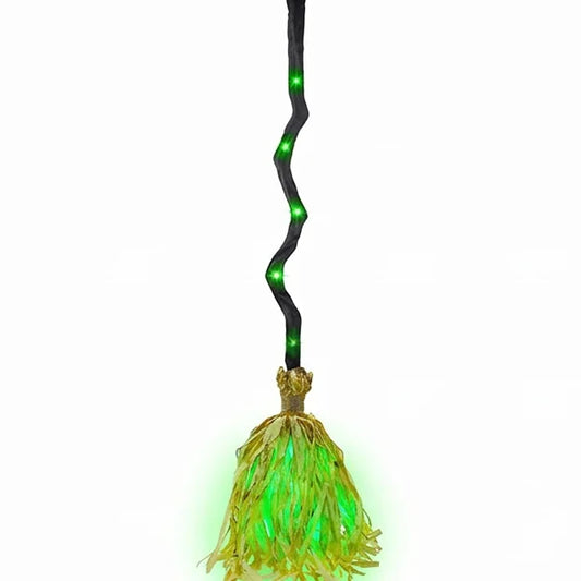 1PC Animated Witch Broom – Moving Broomstick with Light & Sound Effects for Halloween Haunted House, Party & Indoor Decor