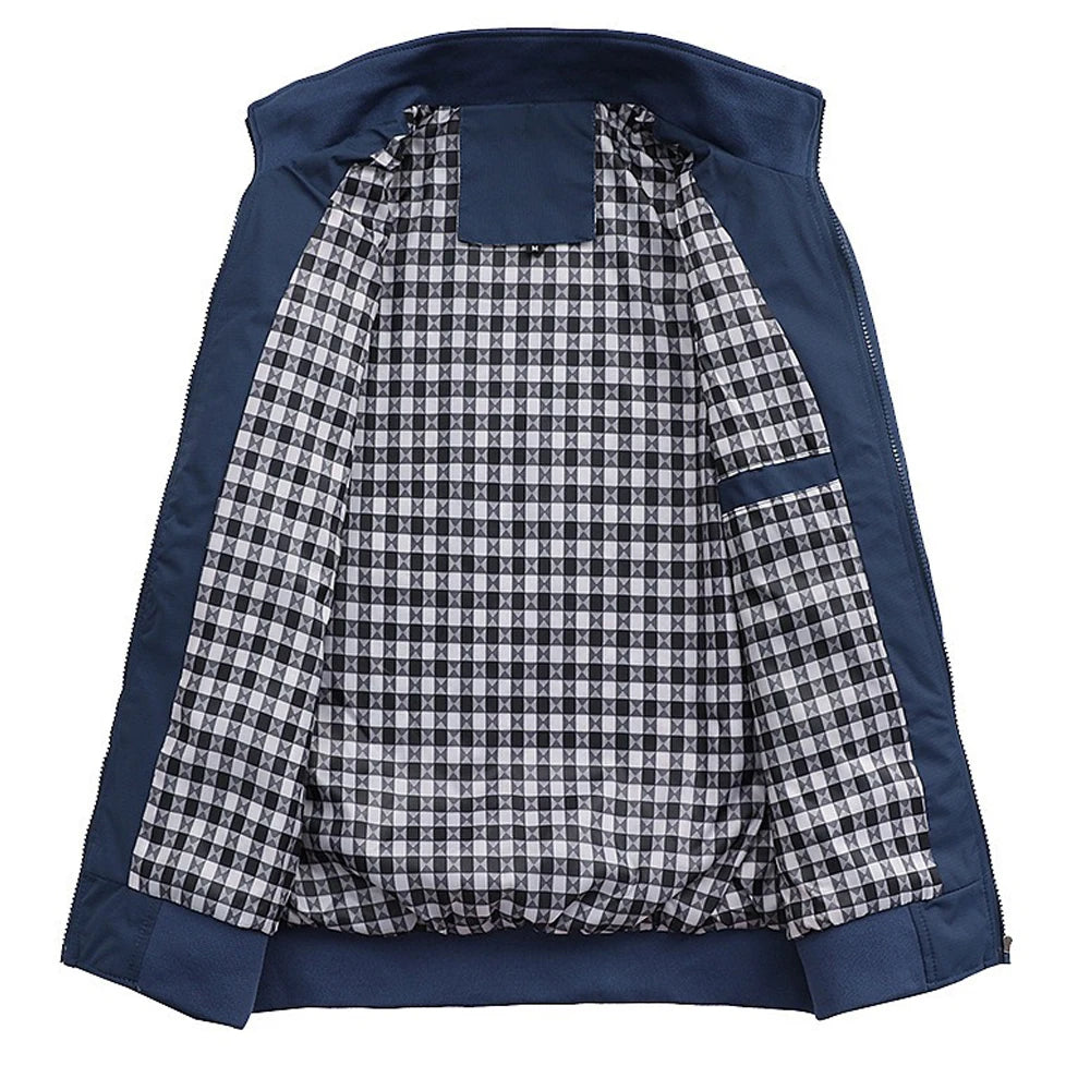 Men’s Korean-Style Slim-Fit Overcoat – Solid Color Stand Collar Jacket, Casual Spring & Autumn Outerwear, Sizes S–6XL