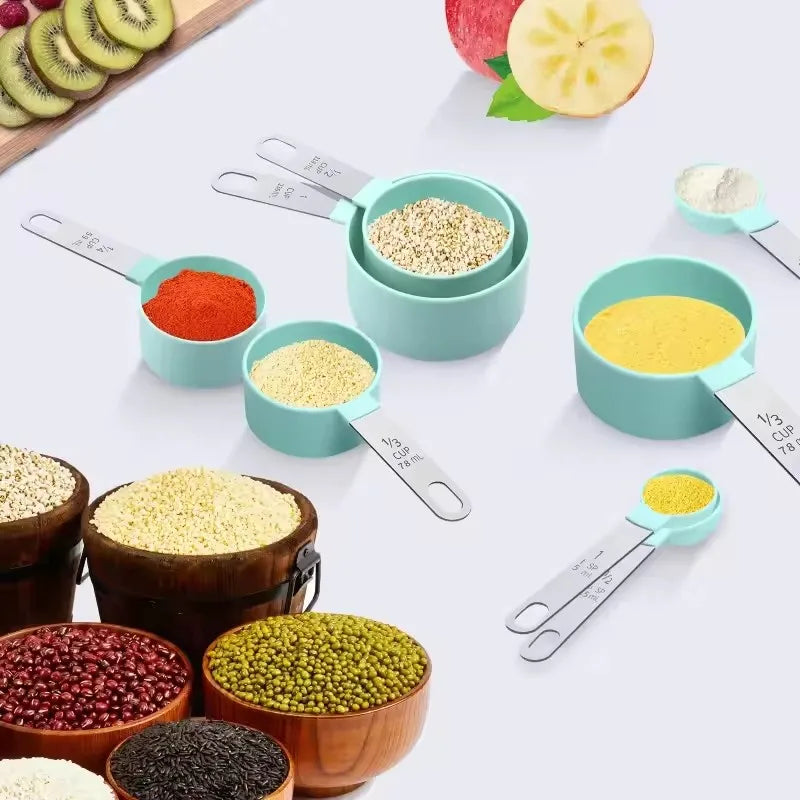 8PCS Stainless Steel Measuring Cups & Spoons Set – Precise Baking & Cooking Measuring Tools for Cake, Pastry & Kitchen Food Preparation