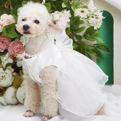 White Dog Wedding Dress – Elegant Bridesmaid & Princess Costume for Small Dogs, Puppy Party Outfit for Pomeranian & Chihuahua
