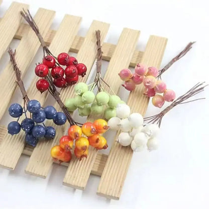 20/50PCS Artificial Pomegranate Flowers – DIY Floral Craft Decorations for Candy Boxes, Christmas Parties, Wedding Arches, Bouquets, Hairpins & Brooches