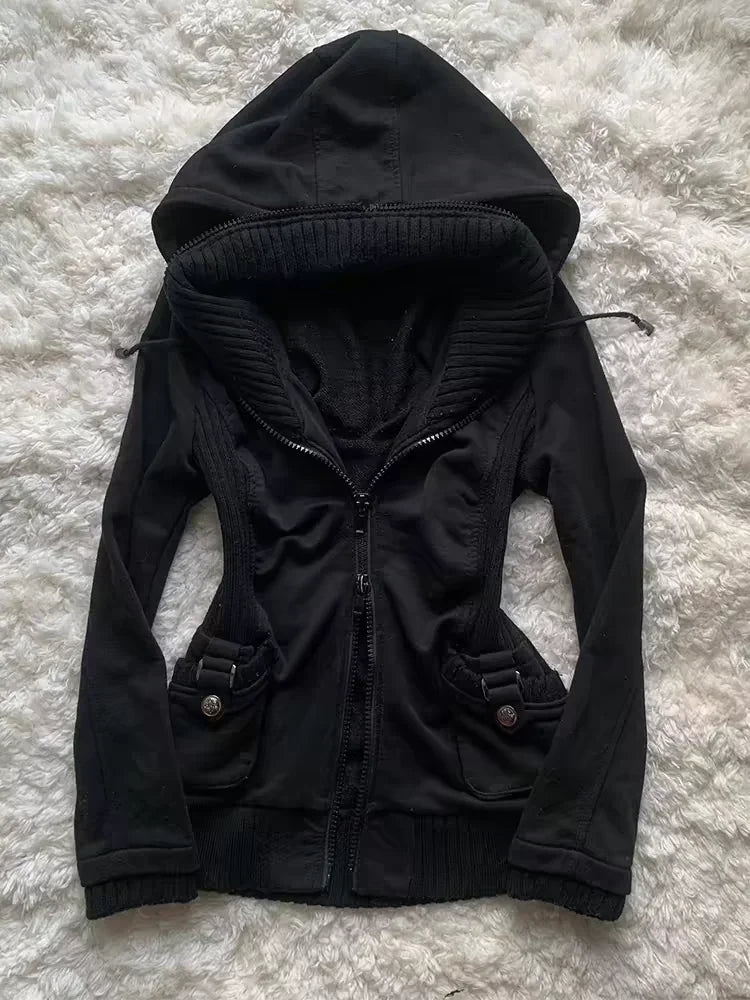 Women's Y2K Korean Retro Jacket Slim Fit Vintage Autumn Winter Coat Unique Chic Casual Outerwear Fashion Top