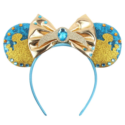Diadema de orejas de Mickey Mouse de Lilo & Stitch – Lazo de lentejuelas de 5" Accesorio para el cabello de dibujos animados para mujeres y niñas | Diadema para fiestas y festivales