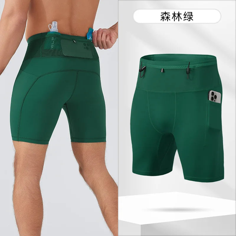 Men's Compression Running Shorts – Multi-Pocket Marathon, Gym & CrossFit Fitness Training Sports Shorts