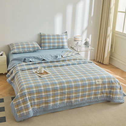 100% Cotton Summer Quilt – Lightweight Long Staple Cotton Comforter for Twin, Queen & Double Beds