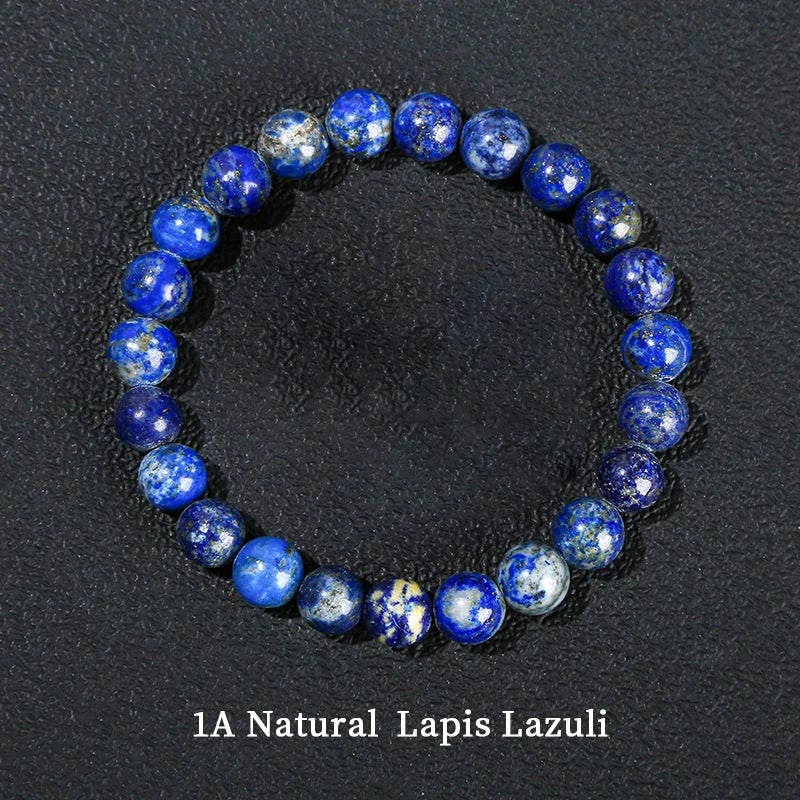 Bracelet en perles de lapis-lazuli naturel, de quartz et d'améthyste – Bijou énergétique de guérison Reiki en cristal pour hommes et femmes