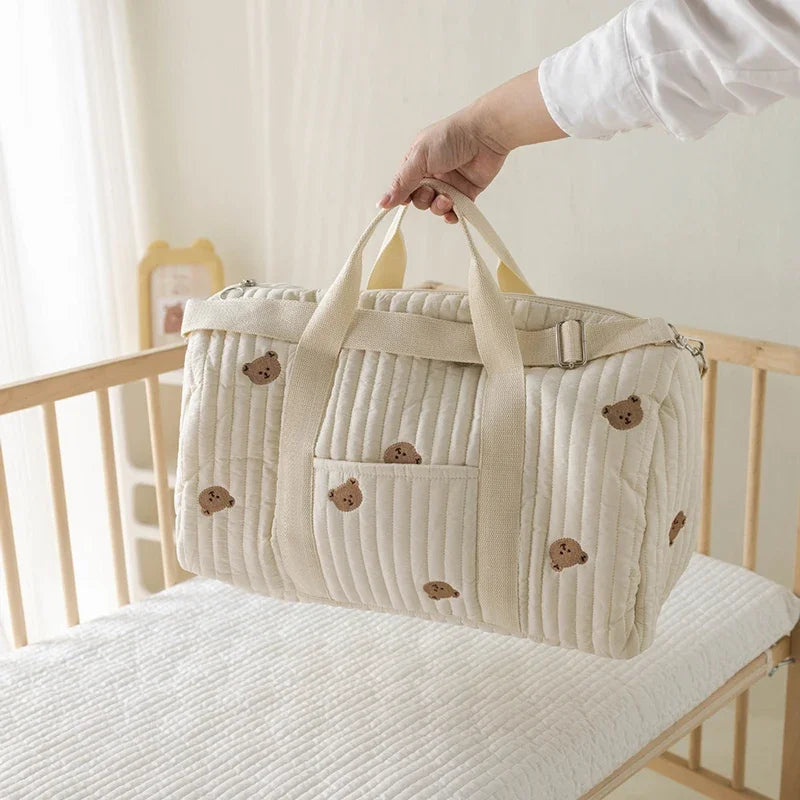 Large Capacity Embroidered Diaper Bag Multi-Functional Mommy Travel Tote Crossbody Maternity Handbag