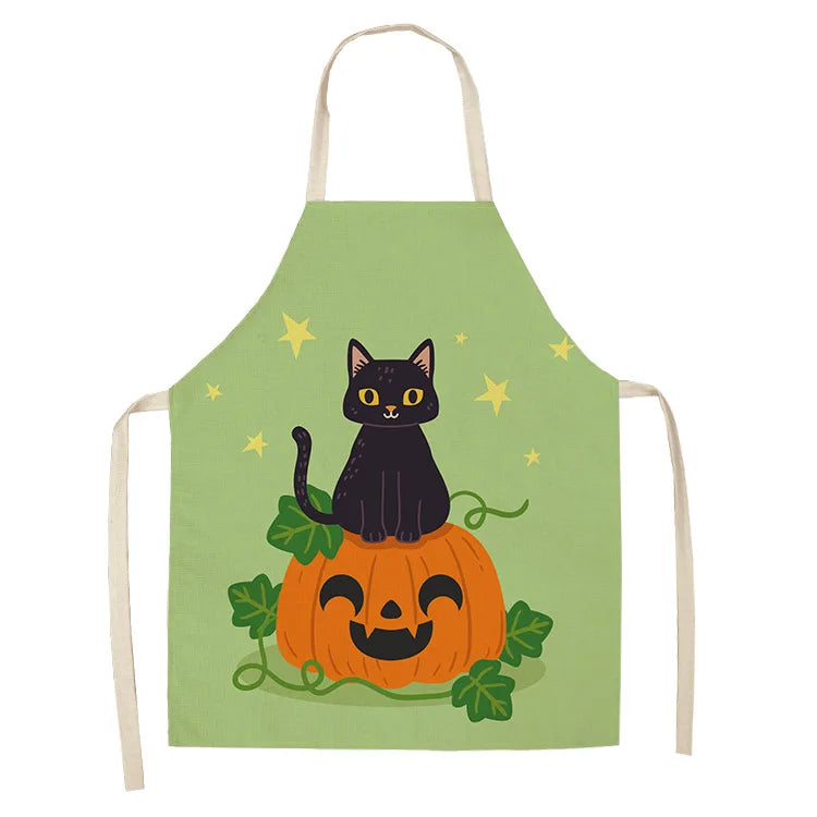 Cute Cartoon Cat Kitchen Apron – Linen Baking & Cooking Apron for Women, Men & Kids, Kitchen Accessories
