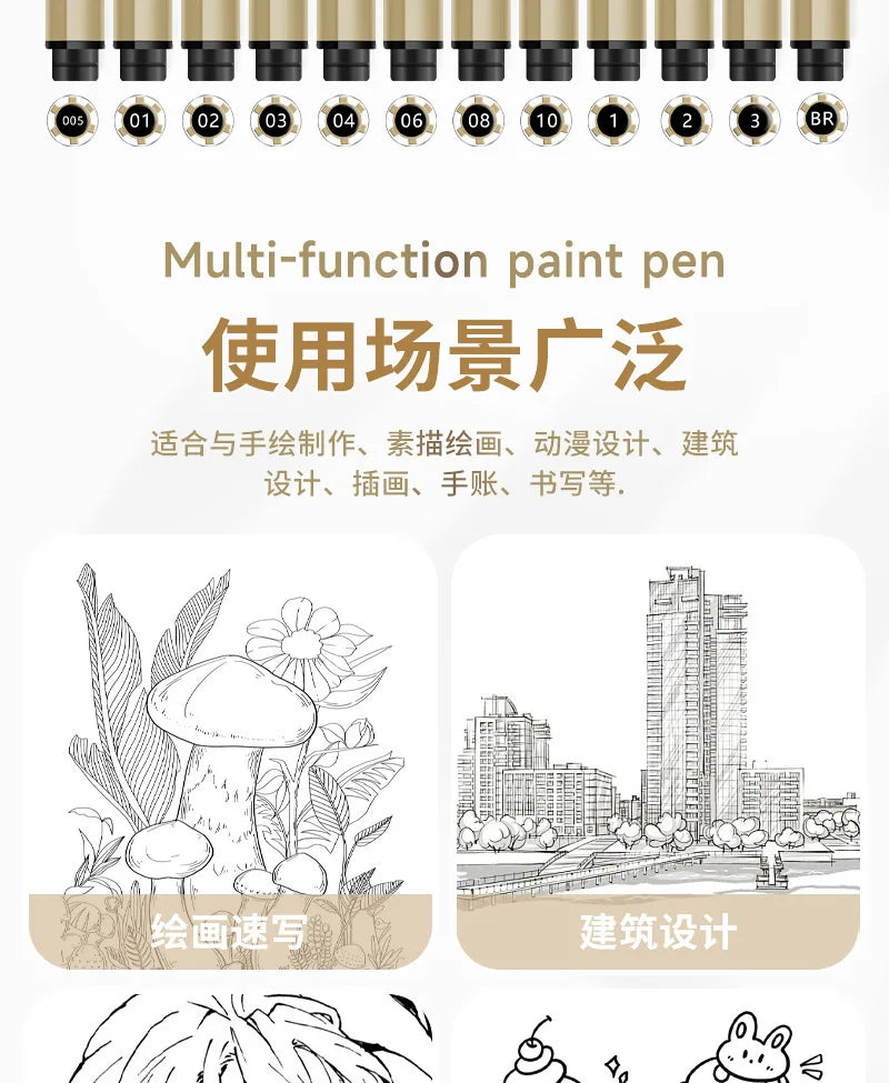 Manga Black Fineliner Marker Set – 1/6/9/12PCS Fine Tip Drawing Pens for Sketching, Comics & Art