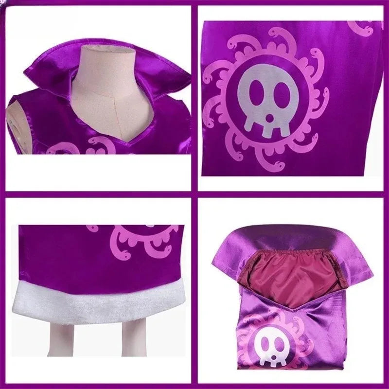 One Piece Boa Hancock Cosplay Costume – Purple Kimono Cheongsam Dress & Cloak