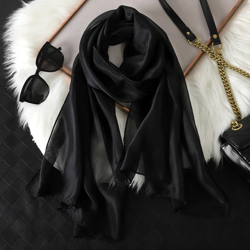 Women's Printed Chiffon Scarf Shawl – Lightweight Silk-Feel Long Wrap for Beach, Travel & Outdoor Wear, Fashion Headband Accessory