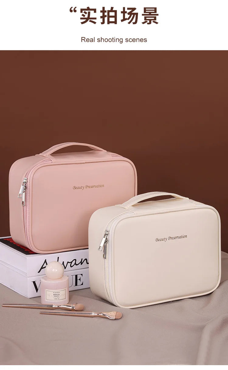 Bolsa de cosméticos de gran capacidad para mujer – Organizador de maquillaje de lujo portátil, neceser de viaje para productos esenciales de belleza, cuidado de la piel, cosméticos y accesorios personales