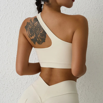 Sujetador deportivo de un hombro para mujer – Top de yoga con diseño de espalda desmontable, camiseta sin mangas sexy para fitness, gimnasio y entrenamiento