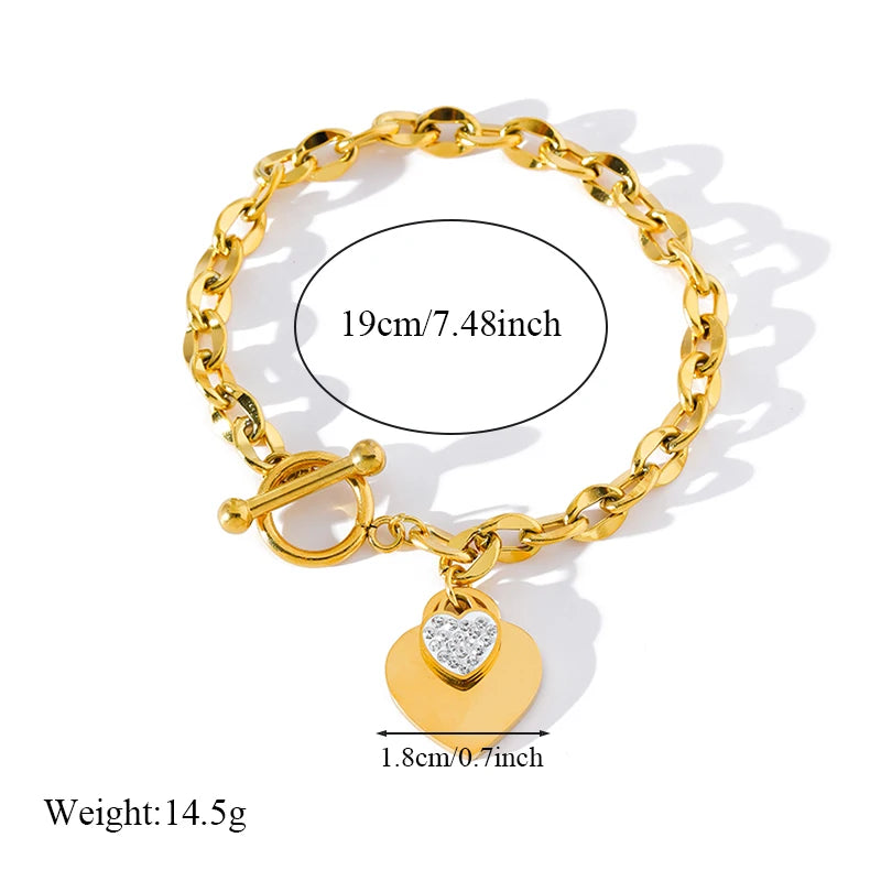 Pulsera de acero inoxidable 316L con dijes de estrellas de mar, luna y estrellas doradas – Cadena de muñeca moderna para mujer, regalo de joyería para fiestas