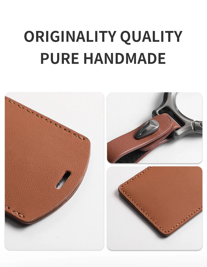 Funda protectora de cuero genuino para llave de coche LEAPMOTOR B01, C10, C11 y C16 – Kit prémium de protección de mando a distancia y tarjeta llave