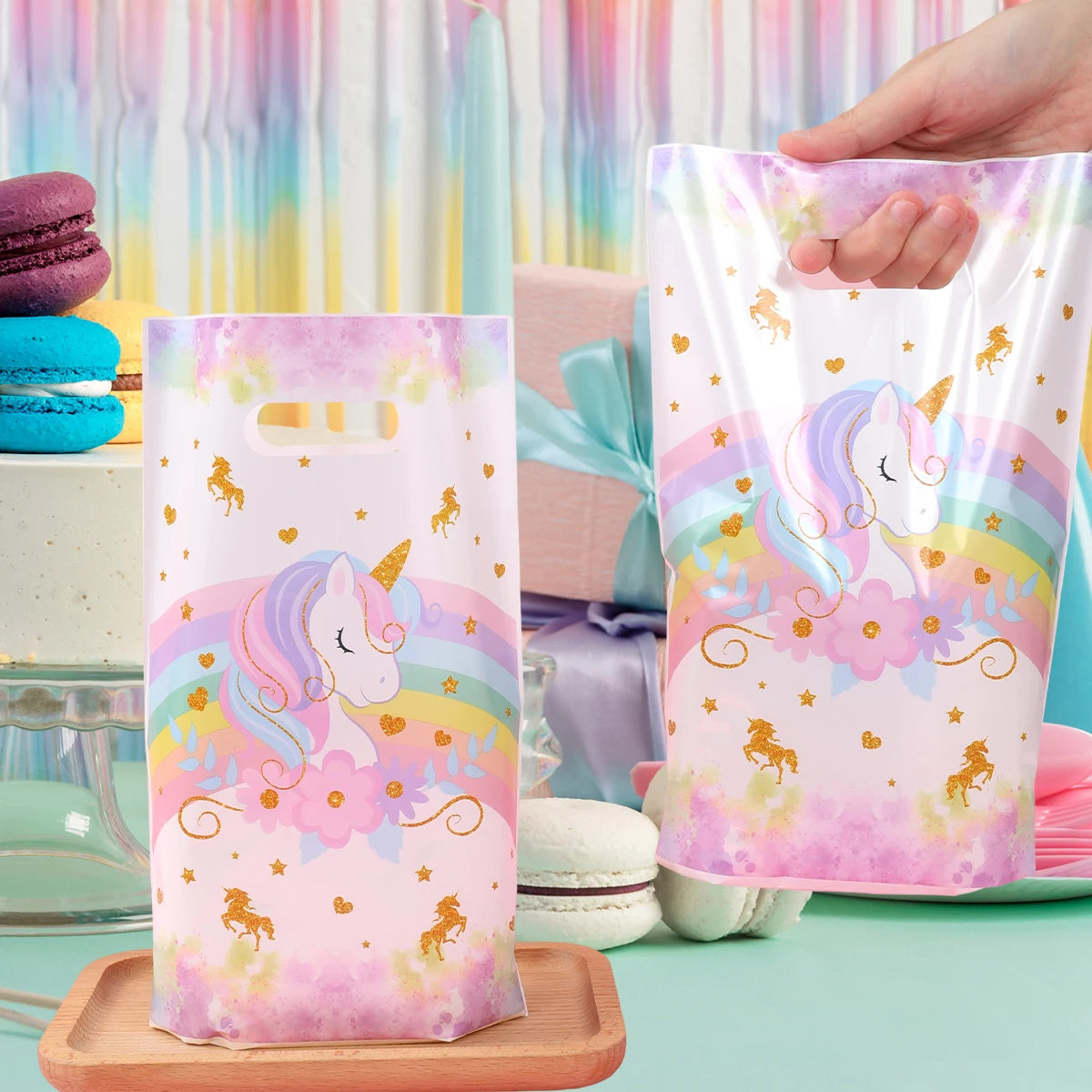 10/25/50 unidades Bolsas de Regalo de Unicornio para Dulces – Lindas Bolsas de Mano para Recuerdos de Fiesta, Decoraciones de Cumpleaños, Baby Showers, Regalos para Niños y Artículos de Celebración