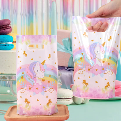10/25/50 unidades Bolsas de Regalo de Unicornio para Dulces – Lindas Bolsas de Mano para Recuerdos de Fiesta, Decoraciones de Cumpleaños, Baby Showers, Regalos para Niños y Artículos de Celebración