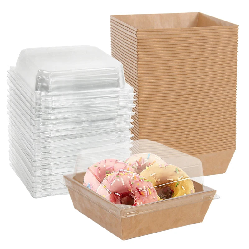 5/10PCS Kraft Paper Cake & Dessert Boxes for Donuts, Cookies, Sandwiches, Bakery Packaging & Party Favors