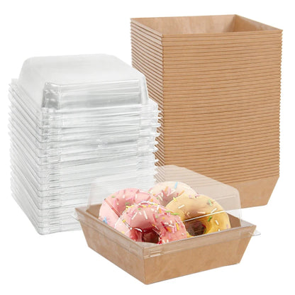 5/10PCS Kraft Paper Cake & Dessert Boxes for Donuts, Cookies, Sandwiches, Bakery Packaging & Party Favors